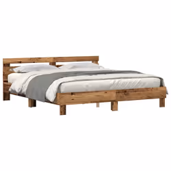 vidaXL Struttura del letto con testiera Legno vecchio 200 x 200 cm - Vista aggiuntiva 3