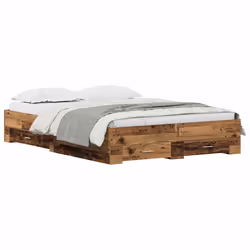 vidaXL Telaio del letto con cassetti Legno vecchio 160 x 200 cm - Vista aggiuntiva 3