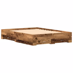 vidaXL Telaio del letto con cassetti Legno vecchio 135 x 190 cm - Vista aggiuntiva 2