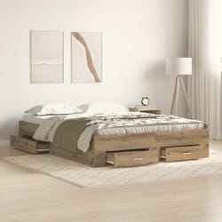 vidaXL Telaio del letto con cassetti rovere artigianale 135 x 190 cm