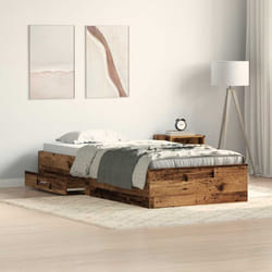 vidaXL Telaio del letto con cassetti Legno vecchio 100 x 200 cm