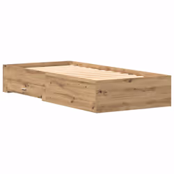 vidaXL Telaio del letto con cassetti rovere artigianale 100 x 200 cm - Vista aggiuntiva 2