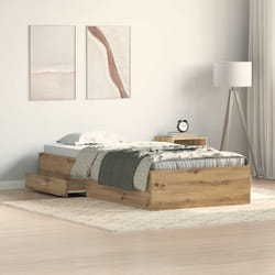 vidaXL Telaio del letto con cassetti rovere artigianale 90 x 200 cm