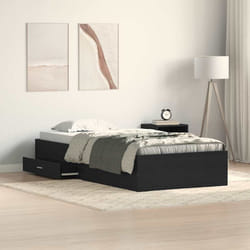vidaXL Telaio del letto con cassetti Rovere nero 90 x 200 cm