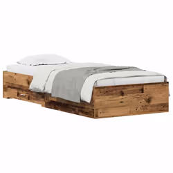 vidaXL Telaio del letto con cassetti Legno vecchio 90 x 190 cm - Vista aggiuntiva 3