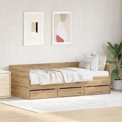vidaXL Struttura di daybed con cassetti rovere artigianale 90 x 190 cm