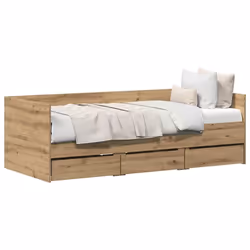 vidaXL Struttura di daybed con cassetti rovere artigianale 90 x 190 cm - Vista aggiuntiva 3