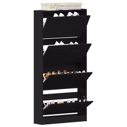 vidaXL Armadio per Scarpe con porta Rovere nero 80 x 21 x 163.5 cm - Vista aggiuntiva 3