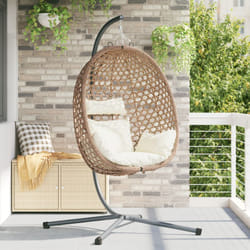 Vidaxl - Sedia a Uovo Sospesa con Base e Supporto in Polyrattan Caffè