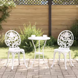 Questo set di tavoli rotondi da esterno ha un design elegante in alluminio fuso bianco, perfetto per spazi ridotti come balco ...