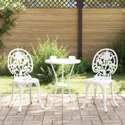 Set Bistro da Giardino in 3 Pezzi vitaXL Bianco in Alluminio Fuso Vidaxl