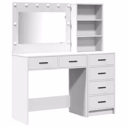 vidaXL Tavolo da Trucco Bianco 78.5 x 41 x 135 cm Legno multistrato - Vista aggiuntiva 2