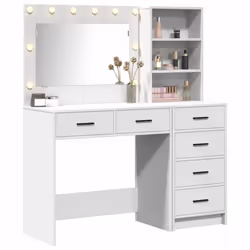 vidaXL Tavolo da Trucco Bianco 78.5 x 41 x 135 cm Legno multistrato - Vista aggiuntiva 3