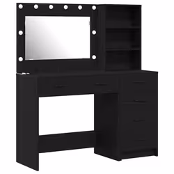 vidaXL Tavolo da Trucco Nero 78.5 x 41 x 135 cm Legno multistrato - Vista aggiuntiva 2