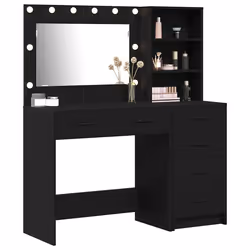 vidaXL Tavolo da Trucco Nero 78.5 x 41 x 135 cm Legno multistrato - Vista aggiuntiva 3