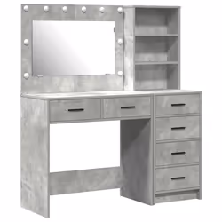 vidaXL Tavolo da Trucco Grigio 78.5 x 41 x 135 cm Legno multistrato - Vista aggiuntiva 2