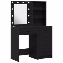vidaXL Tavolo da Trucco 2 pcs Nero 50 x 41 x 135 cm Legno multistrato - Vista aggiuntiva 2