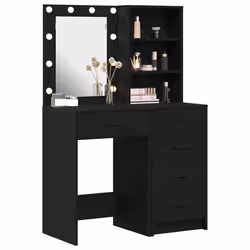 vidaXL Tavolo da Trucco 2 pcs Nero 50 x 41 x 135 cm Legno multistrato - Vista aggiuntiva 3