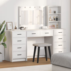 Set da toeletta 3 pezzi con led in legno bianco Vidaxl
