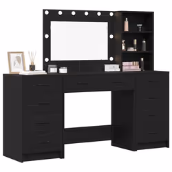 vidaXL Tavolo da Trucco 3 pcs Nero 40 x 41 x 135 cm Legno multistrato - Vista aggiuntiva 3