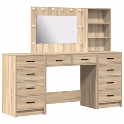 vidaXL Tavolo da Trucco con cassetto 3 pcs Marrone 40 x 41 x 135 cm - Vista aggiuntiva 2