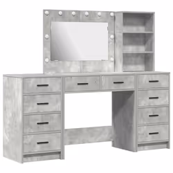 vidaXL Tavolo da Trucco con cassetto 3 pcs Grigio 40 x 41 x 135 cm - Vista aggiuntiva 2