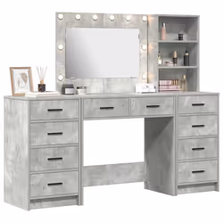 vidaXL Tavolo da Trucco con cassetto 3 pcs Grigio 40 x 41 x 135 cm - Vista aggiuntiva 3