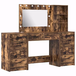 vidaXL Tavolo da Trucco con cassetto 3 pcs Marrone 40 x 41 x 135 cm - Vista aggiuntiva 2