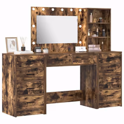 vidaXL Tavolo da Trucco con cassetto 3 pcs Marrone 40 x 41 x 135 cm - Vista aggiuntiva 3