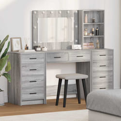 vidaXL Tavolo da Trucco con cassetto 3 pcs Grigio 40 x 41 x 135 cm
