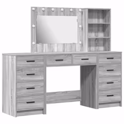 vidaXL Tavolo da Trucco con cassetto 3 pcs Grigio 40 x 41 x 135 cm - Vista aggiuntiva 2