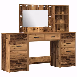 vidaXL Tavolo da Trucco con cassetto 3 pcs Marrone 40 x 41 x 135 cm - Vista aggiuntiva 2