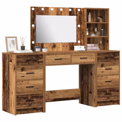 vidaXL Tavolo da Trucco con cassetto 3 pcs Marrone 40 x 41 x 135 cm - Vista aggiuntiva 3