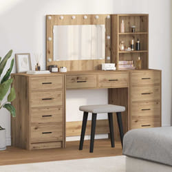 vidaXL Tavolo da Trucco con cassetto 3 pcs Marrone 40 x 41 x 135 cm
