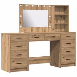 vidaXL Tavolo da Trucco con cassetto 3 pcs Marrone 40 x 41 x 135 cm - Vista aggiuntiva 2