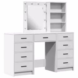 vidaXL Tavolo da Trucco con cassetto 3 pcs Bianco 40 x 41 x 135 cm - Vista aggiuntiva 2