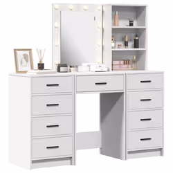 vidaXL Tavolo da Trucco con cassetto 3 pcs Bianco 40 x 41 x 135 cm - Vista aggiuntiva 3