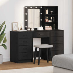 vidaXL Tavolo da Trucco 3 pcs Nero 40 x 41 x 135 cm Legno multistrato