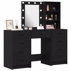 vidaXL Tavolo da Trucco 3 pcs Nero 40 x 41 x 135 cm Legno multistrato - Vista aggiuntiva 3