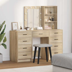 vidaXL Tavolo da Trucco con cassetto 3 pcs Marrone 40 x 41 x 135 cm
