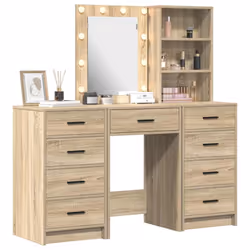 vidaXL Tavolo da Trucco con cassetto 3 pcs Marrone 40 x 41 x 135 cm - Vista aggiuntiva 3