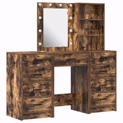vidaXL Tavolo da Trucco con cassetto 3 pcs Marrone 40 x 41 x 135 cm - Vista aggiuntiva 2