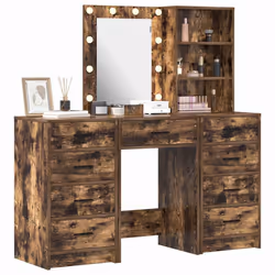 vidaXL Tavolo da Trucco con cassetto 3 pcs Marrone 40 x 41 x 135 cm - Vista aggiuntiva 3