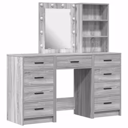 vidaXL Tavolo da Trucco con cassetto 3 pcs Grigio 40 x 41 x 135 cm - Vista aggiuntiva 2