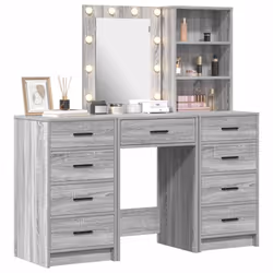vidaXL Tavolo da Trucco con cassetto 3 pcs Grigio 40 x 41 x 135 cm - Vista aggiuntiva 3
