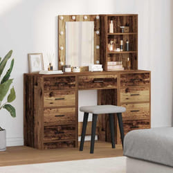 vidaXL Tavolo da Trucco con cassetto 3 pcs Marrone 40 x 41 x 135 cm