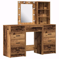 vidaXL Tavolo da Trucco con cassetto 3 pcs Marrone 40 x 41 x 135 cm - Vista aggiuntiva 2