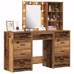 vidaXL Tavolo da Trucco con cassetto 3 pcs Marrone 40 x 41 x 135 cm - Vista aggiuntiva 3