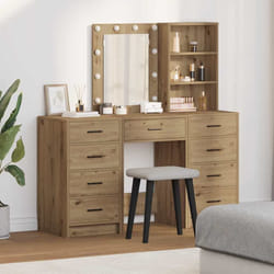 vidaXL Tavolo da Trucco con cassetto 3 pcs Marrone 40 x 41 x 135 cm
