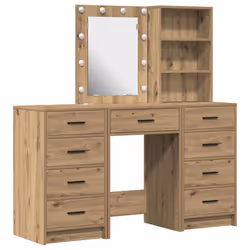vidaXL Tavolo da Trucco con cassetto 3 pcs Marrone 40 x 41 x 135 cm - Vista aggiuntiva 2